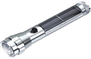 Solar Flashlight Aluminum LED silver