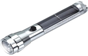 Solar Flashlight Aluminum LED silver